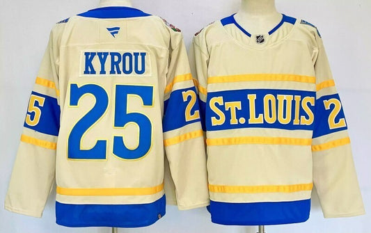 Men's St. Louis Blues Jordan Kyrou #25 Cream Player Jersey