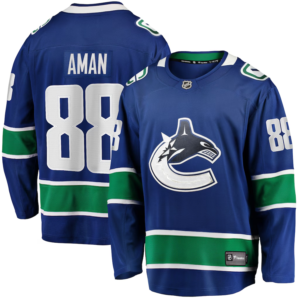 Men's Vancouver Canucks Nils Aman #88 Blue Home Breakaway Player Jersey