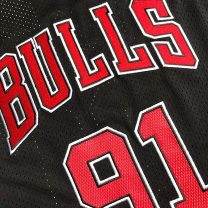 Chicago Bulls Dennis Rodman 91 Black Thorwback Jersey