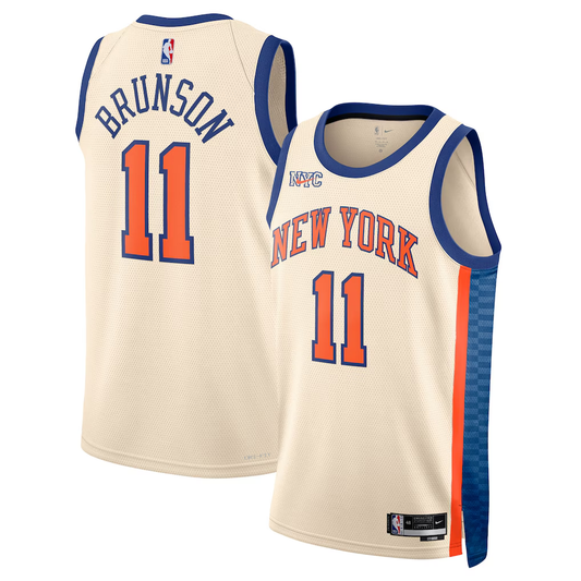 New York Knicks Jalen Brunson Nike Cream 2025/26 Swingman Jersey - City Edition