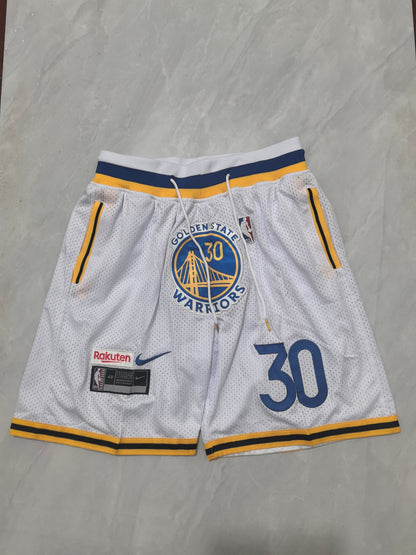 Golden State Warriors White Retro Pocket Shorts
