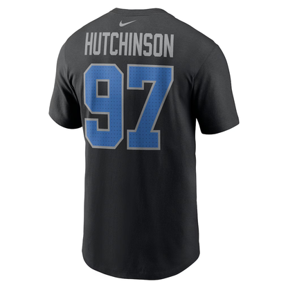 Men's Detroit Lions Aidan Hutchinson Nike Black Player Name & Number T-Shirt