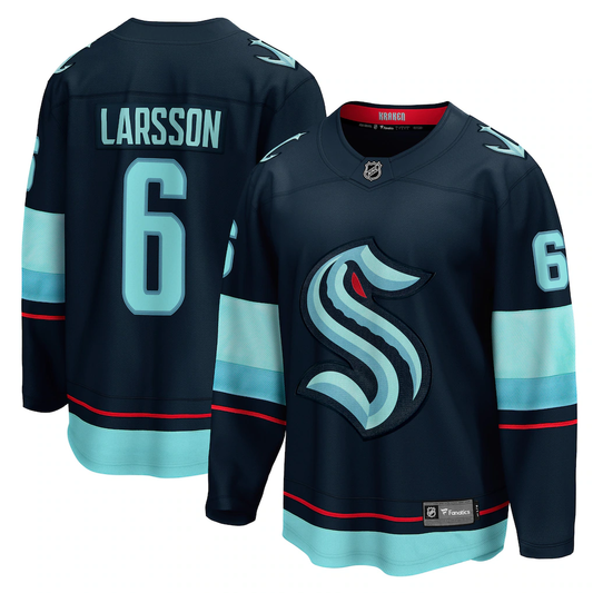 Men's Seattle Kraken Adam Larsson #6 Deep Sea Blue Home Breakaway Player Jersey