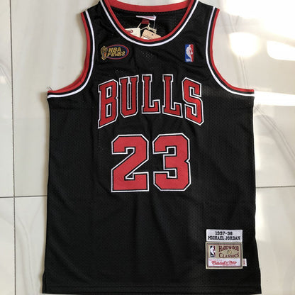 Michael Jordan Chicago Bulls 23 Black -Retro Dense Embroidery