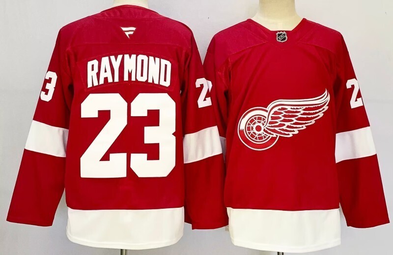 Men's Detroit Red Wings Lucas Raymond #23  Red Home Breakaway Player Jersey