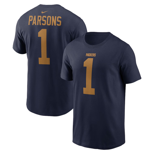 Men's Green Bay Packers Micah Parsons Nike Navy The 1923 Classic Name & Number T-Shirt