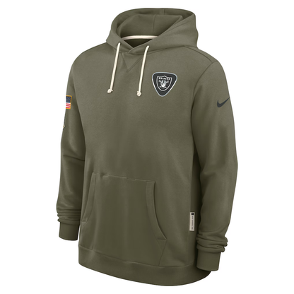 Men's Las Vegas Raiders Nike Olive 2025 Salute to Service Sideline Standard Issue Dri-FIT Hoodie