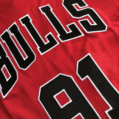 Chicago Bulls Dennis Rodman 91 Red Jersey