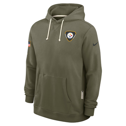 Men's Pittsburgh Steelers Nike Olive 2025 Salute to Service Sideline Standard Issue Dri-FIT Hoodie