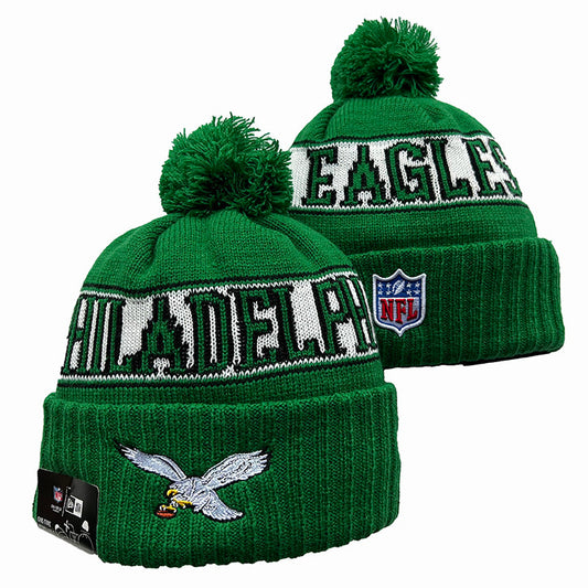 Philadelphia Eagles Pom Knit Hat-Kelly Green
