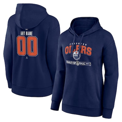 Women's Edmonton Oilers Navy 2025 Stanley Cup Final Custom Pullover Hoodie