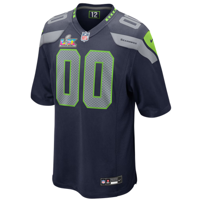Men's Seattle Seahawks Nike College Navy Super Bowl LX Patch Custom Game Jersey