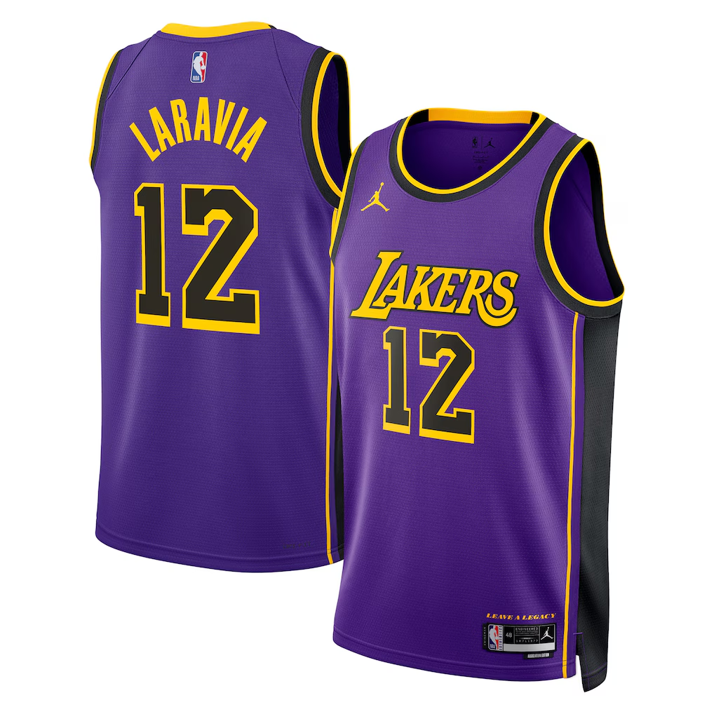 Los Angeles Lakers Jordan Brand Statement Edition Swingman Jersey - Purple - Jake LaRavia