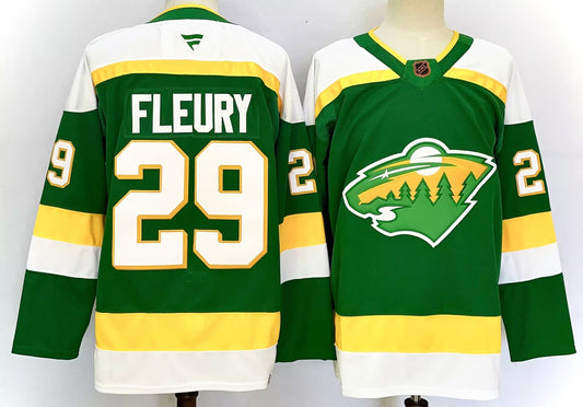 Men's Minnesota Wild Marc-Andr ?| Fleury #29  Bright Green Retro Version Player Jersey