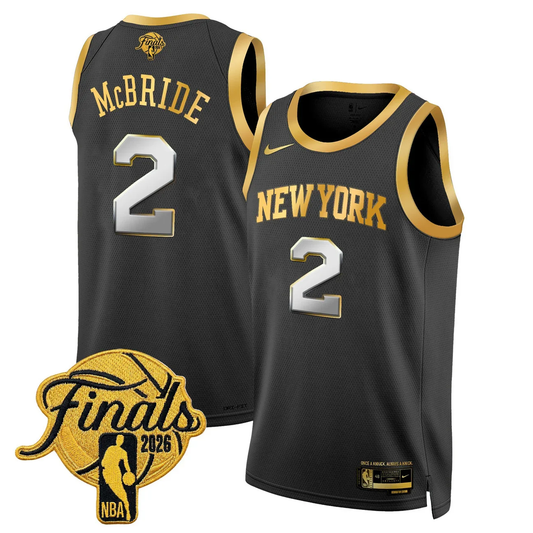 Miles McBride #2 New York Knicks 2026 Finals Swingman Black Gold Jersey - All Stitched