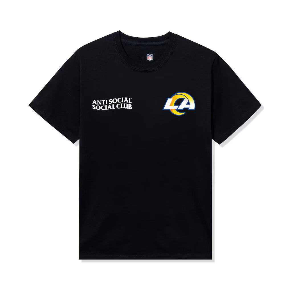 Los Angeles Rams AntiSocialSocialClub x NFL Black Team T-Shirt