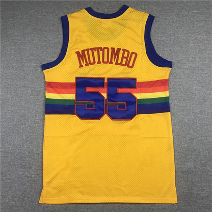 Denver Nuggets Dikembe Mutombo #55 1991-92 Throwback — Embroidered Jersey