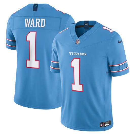 Cameron Ward #1 Tennessee Titans Light Blue Vapor F.U.S.E. Sewn Down Limited Jersey