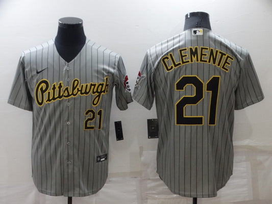 Men's Pittsburgh Pirates Roberto Clemente #21 Gray Authentic Game Jersey