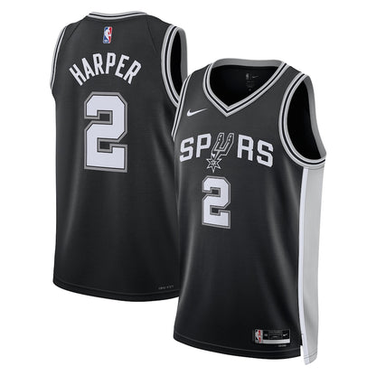Unisex San Antonio Spurs Dylan Harper Nike Black 2025 NBA Draft First Round Pick Swingman Jersey - Icon Edition