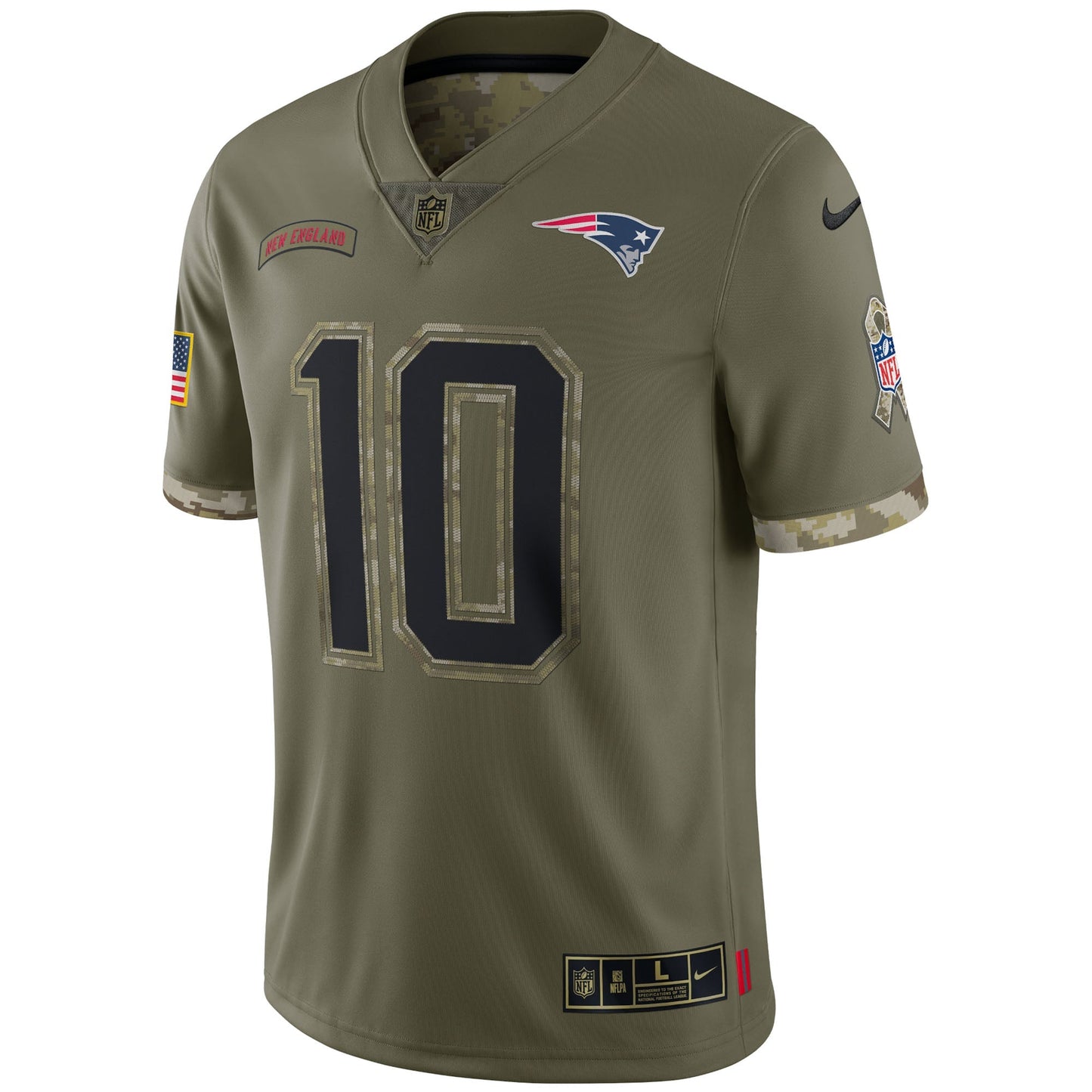 Mac Jones New England Patriots Nike Salute To Service Limited Jersey - Olive