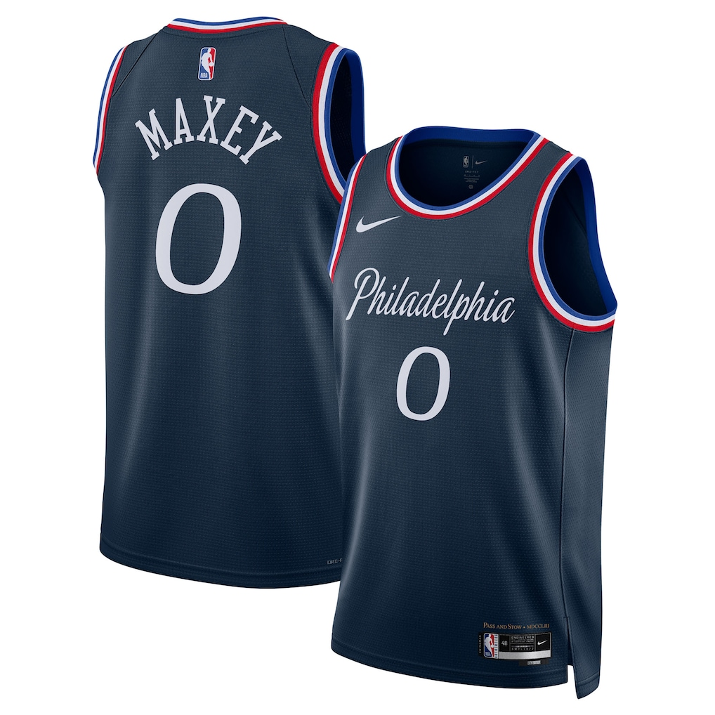 Philadelphia 76ers Tyrese Maxey Nike Navy 2025/26 Swingman Jersey - City Edition