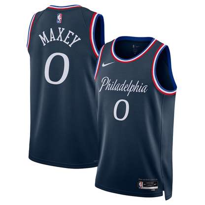 Philadelphia 76ers Tyrese Maxey Nike Navy 2025/26 Swingman Jersey - City Edition