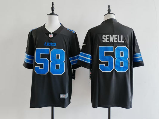 Men's Detroit Lions Penei Sewell Jersey -  Black