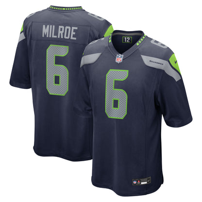Men's Seattle Seahawks Jalen Milroe Nike College Navy 2025 NFL Draft Game Jersey