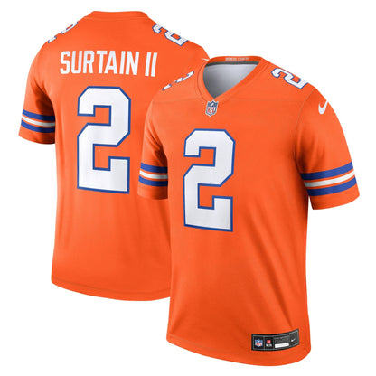 Patrick Surtain II Denver Broncos Nike Mile High Collection 1977 Throwback   Legend Jersey - Orange
