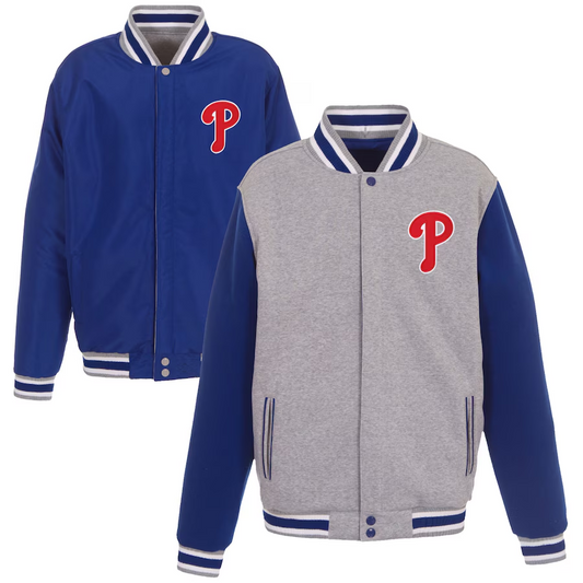 Men's Philadelphia Phillies JH Design Reversible Fleece Full-Snap Jacket