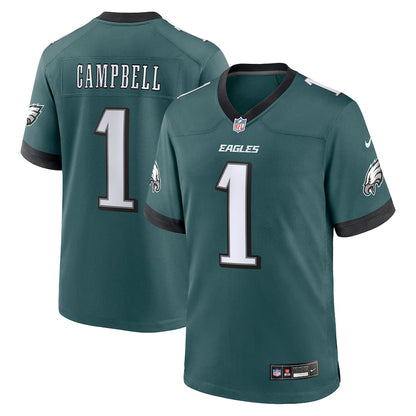 Philadelphia Eagles Jihaad Campbell Nike Green 2025 NFL Draft First Round Pick Game Jersey