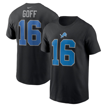 Men's Detroit Lions Jared Goff Nike Black Name & Number T-Shirt