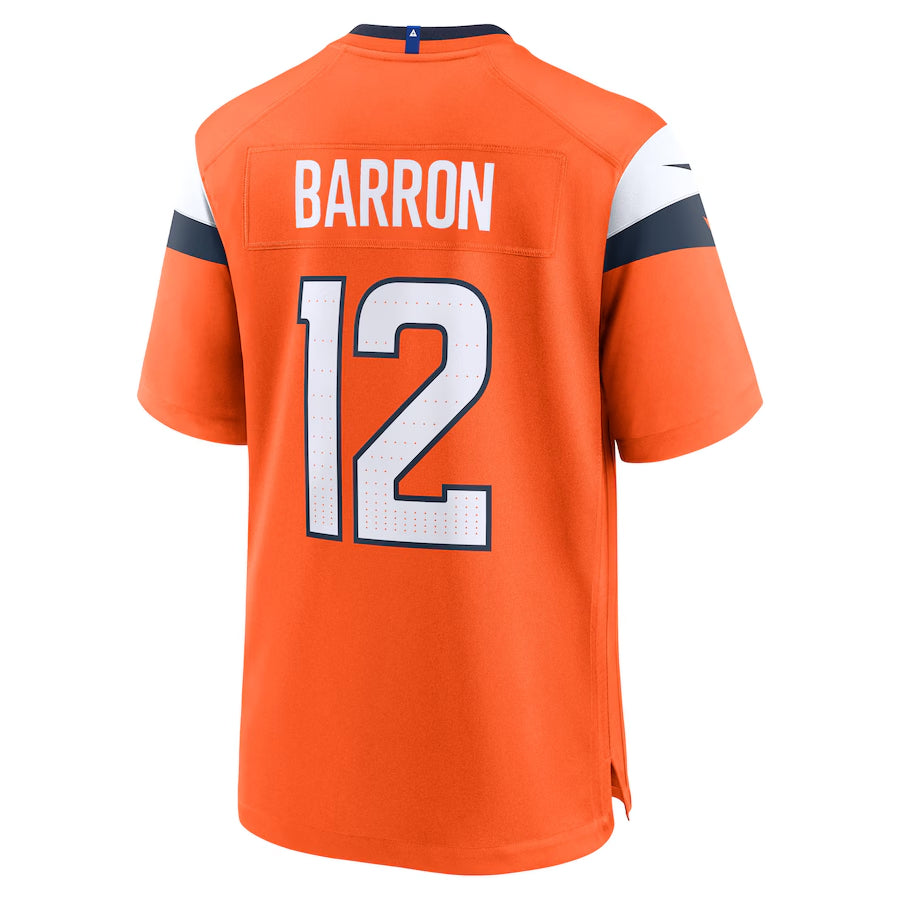 Men's Denver Broncos Jahdae Barron Nike Orange 2025 NFL Draft First Round Pick Game Jersey