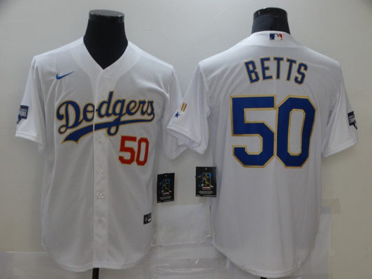 Men's Los Angeles Dodgers Mookie Betts #50 White Fashion Stitched Jersey