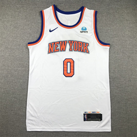 Knicks #0 white jersey