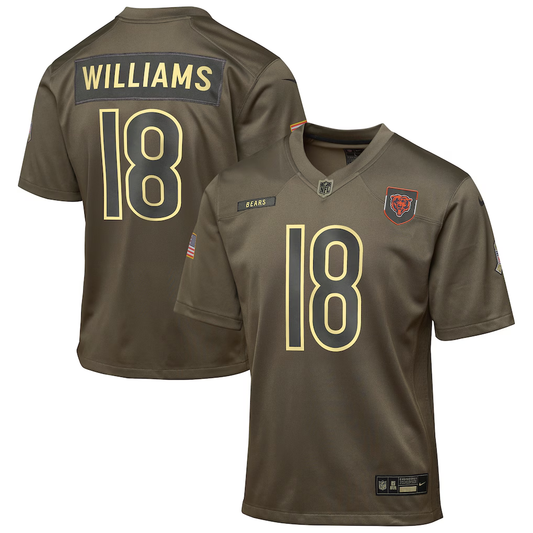Youth Chicago Bears Caleb Williams Nike Olive 2025 Salute to Service Game Jersey