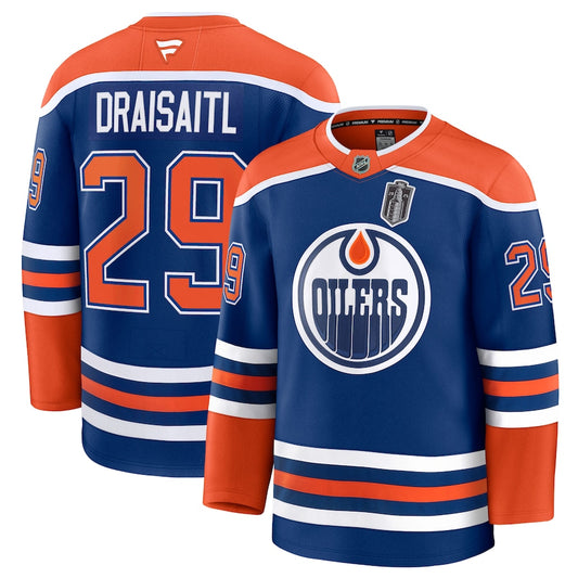 Men's Edmonton Oilers Leon Draisaitl Fanatics Royal 2025 Stanley Cup Final Home Premium Jersey