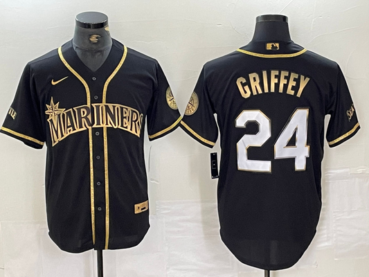 Men's Seattle Mariners Ken Griffey Jr. #24 Black Authentic Player Jersey