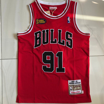 Chicago Bulls Dennis Rodman 91 Red Jersey