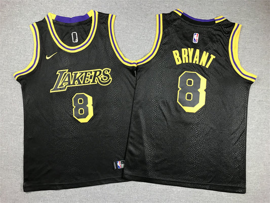 Youth Kobe Bryant Los Angeles Lakers #8 Black Mamba Embroidered  Jersey