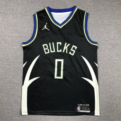 Youth Damian Lillard Milwaukee Bucks #0  Embroidered Jersey
