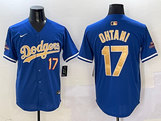 Men's Los Angeles Dodgers Shohei Ohtani #17 Royal 2025 Gold Collection Limited Jersey