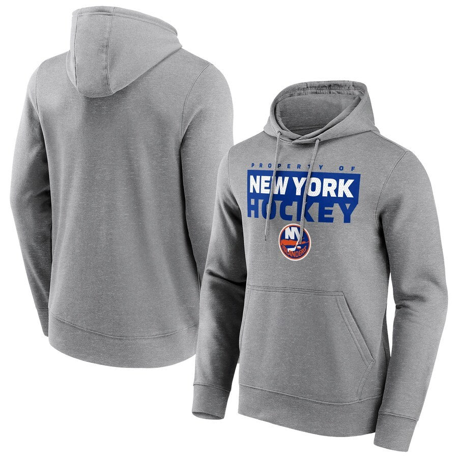 Men's New York Islanders  Branded Gain Ground Hoodie - Sports Grey