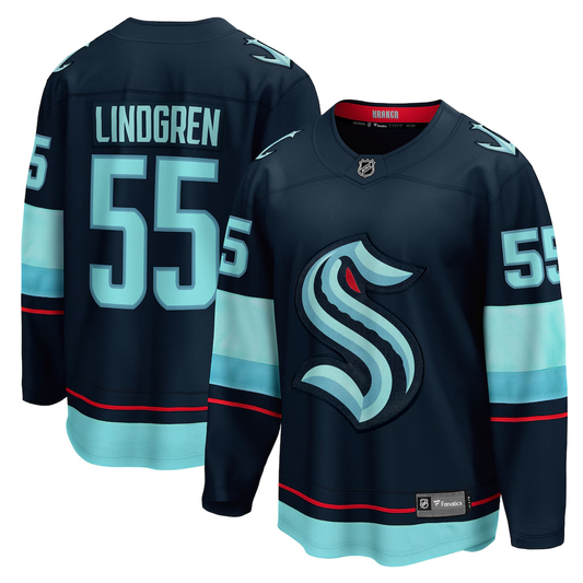 Men's Seattle Kraken Ryan Lindgren #55 Deep Sea Blue Home Breakaway Jersey