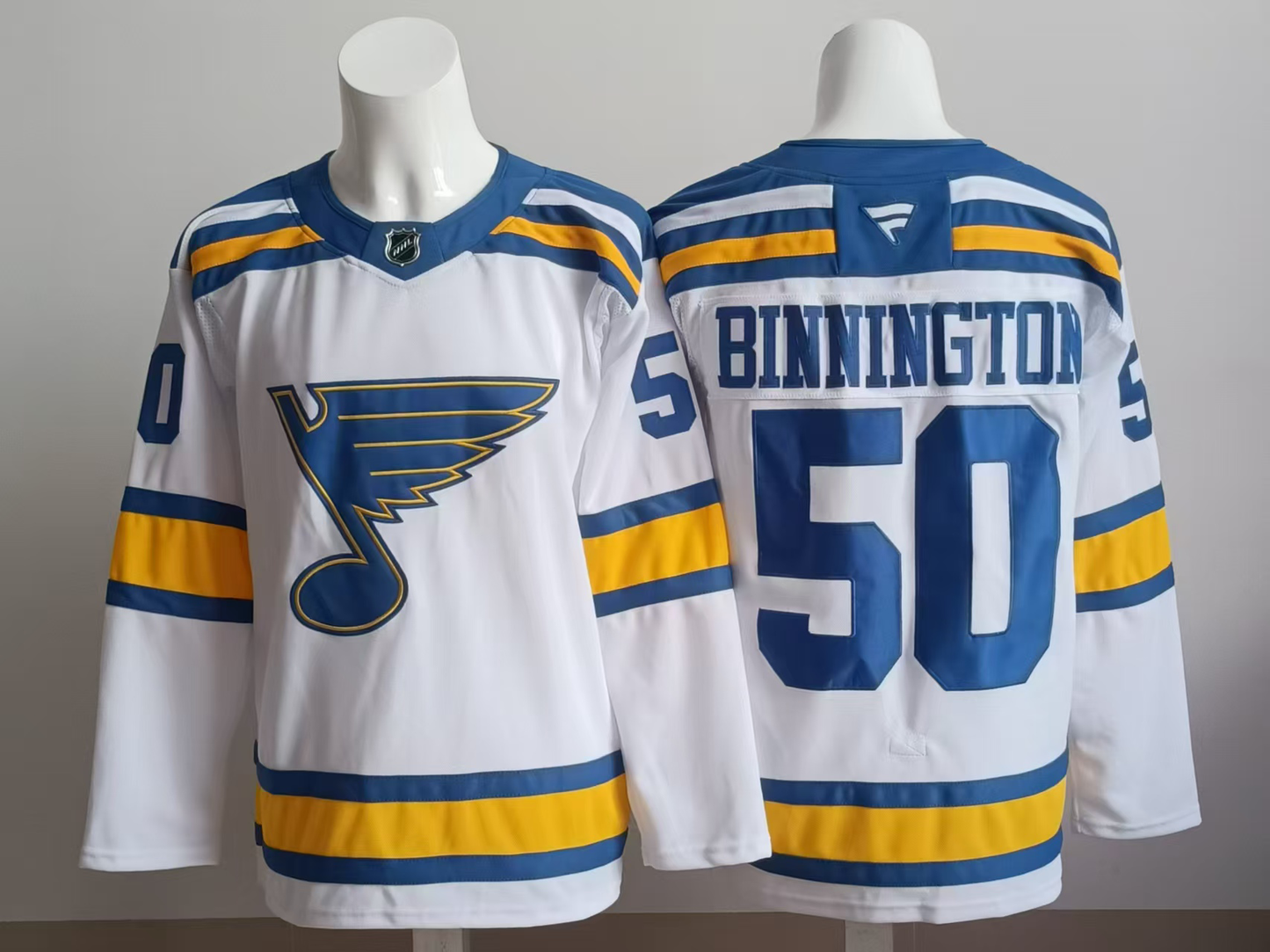 Men's St. Louis Blues Jordan Binnington #50 White Away Premium Player Jersey