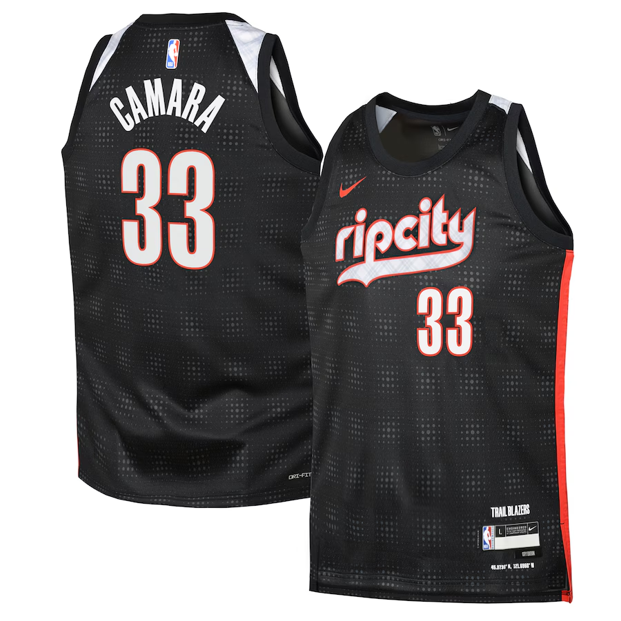 Portland Trail Blazers Nike City Edition Swingman Jersey 2024 - Black - Toumani Camara 