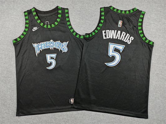 Youth Anthony Edwards Minnesota Timberwolves #5  Embroidered Jersey