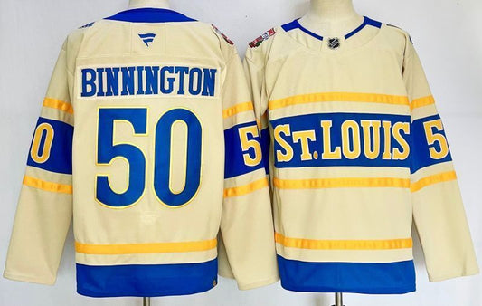 Men's St. Louis Blues Jordan Binnington #50 Cream Player Jersey