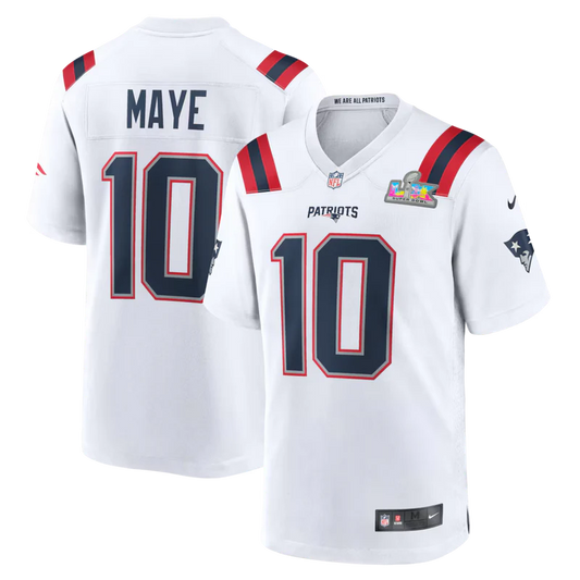 Drake Maye #10 Super Bowl New England Patriots Jersey